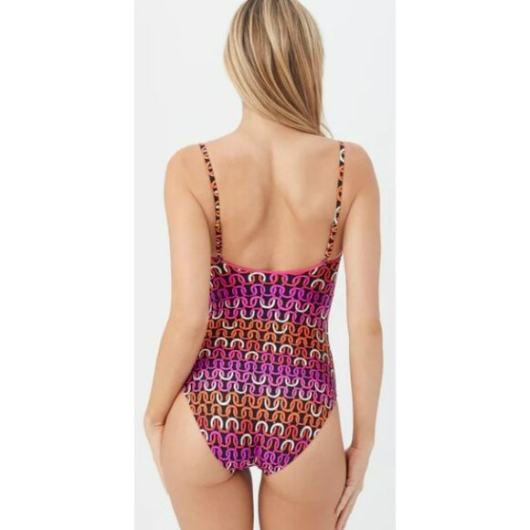 Trina Turk $172 Echo Gold Strap One Piece Swimsuit Bathing Suit Sz 14 NWT - Picture 2 of 8